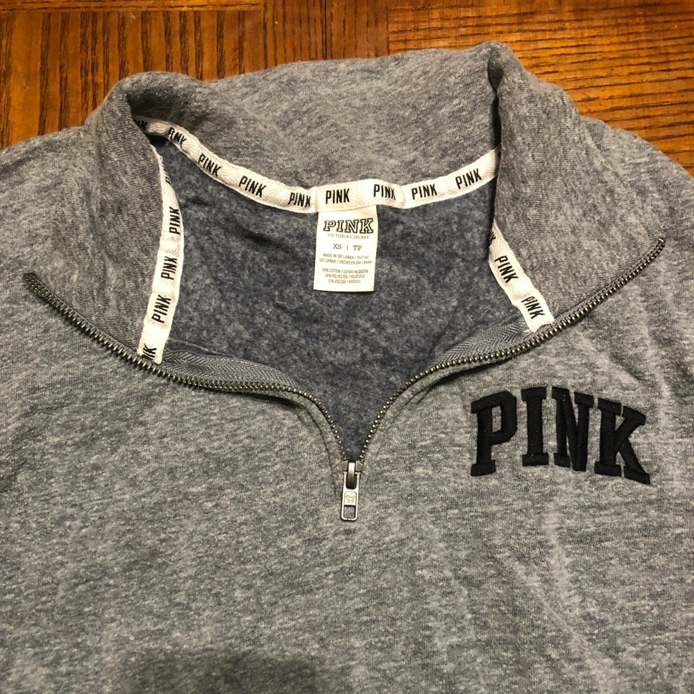 PINK quarter zip. Grey. Size XS.